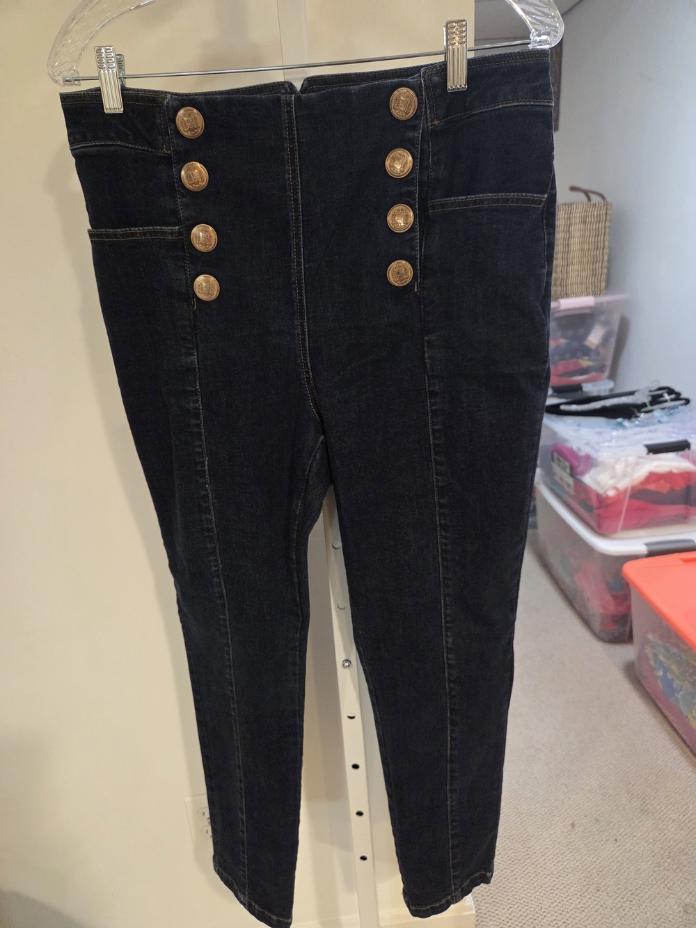 High-Waist Blue Button-Front Women’s Jeans